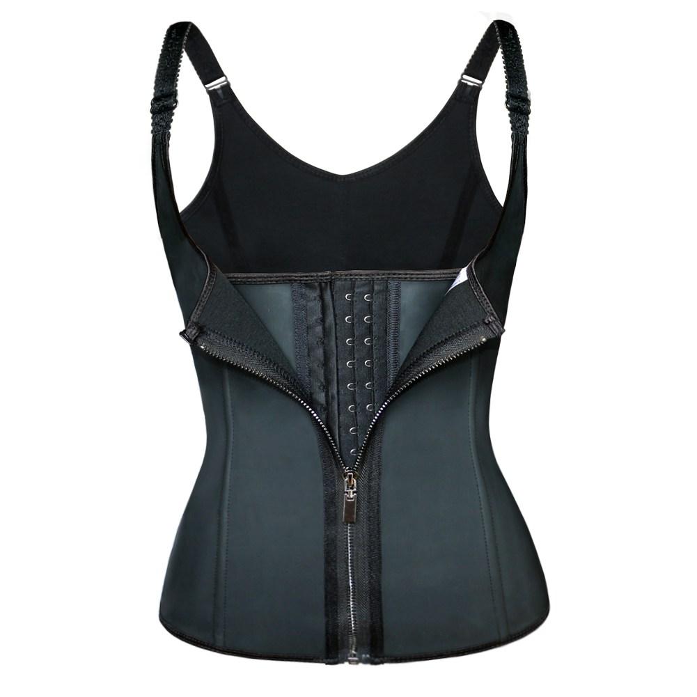 Latex Zipper + Clasp Vest Full Back Vest Trainers LuxxHealth Black S 